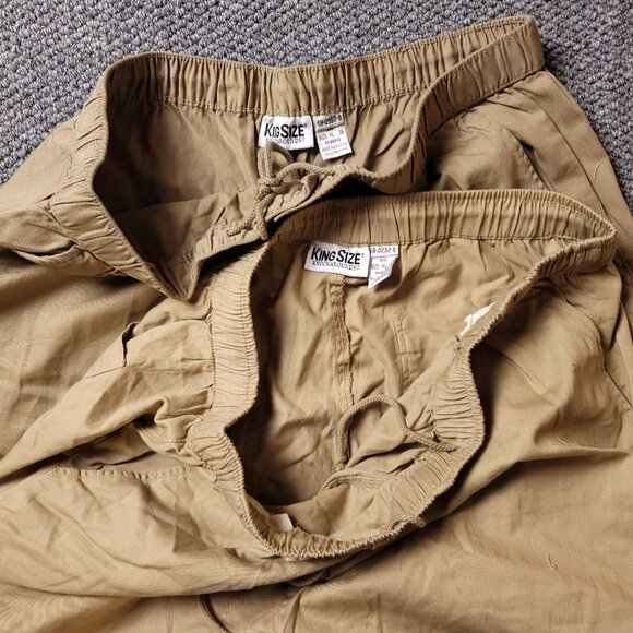 LOT OF 2 KingSize Pants Mens 1XB XL B x38Big Tall Tan Beige Chino Khaki Cotton